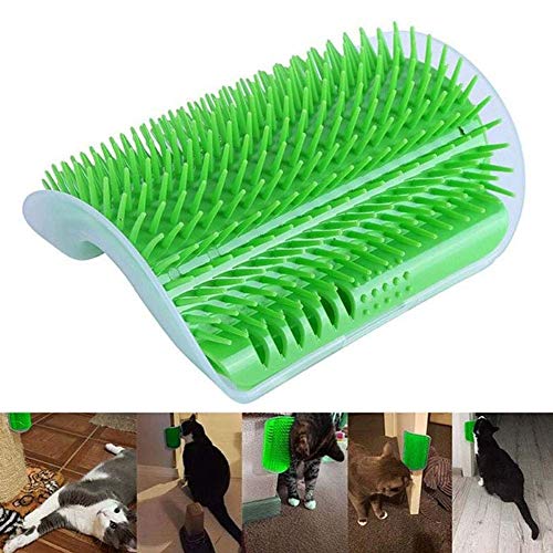 U-M Peluquería suave gatito gato pared esquina masaje peine aseo pelo cepillo gatera - rosa