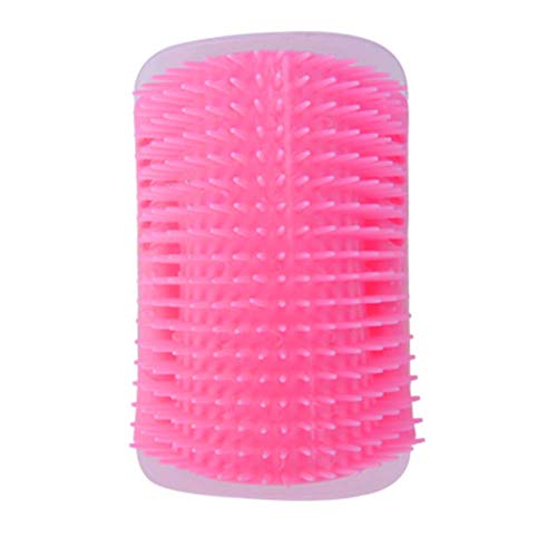U-M Peluquería suave gatito gato pared esquina masaje peine aseo pelo cepillo gatera - rosa