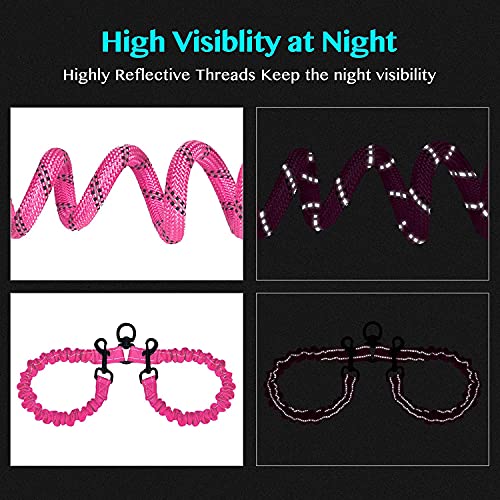 U-picks Doble Correa para Perro, Doble Correa Reflectante para Perro de Mascota, elástico Reflectante Que Absorbe los Golpes 360°, (para Perro Mediano/Grande - Rosa)