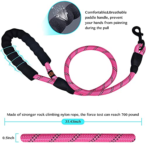 U-picks Doble Correa para Perro, Doble Correa Reflectante para Perro de Mascota, elástico Reflectante Que Absorbe los Golpes 360°, (para Perro Mediano/Grande - Rosa)