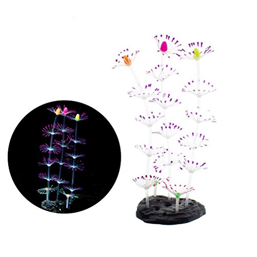 Ueetek - Planta Artificial de Coral Brillante para decoración de Acuario (Lila)
