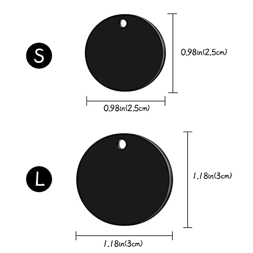 Uiopa 2 Piezas Chapa Perro Grabada, Placas Chapas para Perros Personalizadas Acero Inoxidable, Etiquetas de Identificación para Mascotas para Collar Perro Gato Mascota (Negro Redondo, Pequeño)