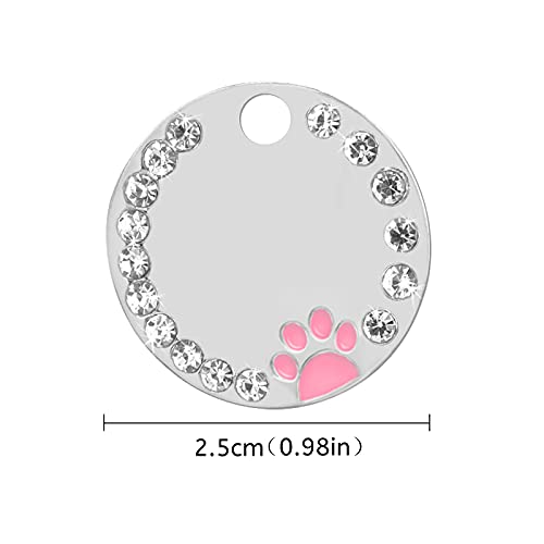 Uiopa 2Pzs Chapa Perro Grabada, Huella Placa Perro Grabada Placas Identificativas Chapas Personalizadas Placas para Perros, Etiquetas de Identificación de Mascotas para Perros Gatos Collar (Rosa)
