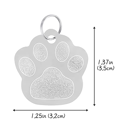 Uiopa 2pzs Huella Chapa Perro Grabada, Pata Chapas para Perros Personalizadas Placas Identificativas, Etiquetas de Identificación de Mascotas para Collar Perro Gato Mascota (Plateado)