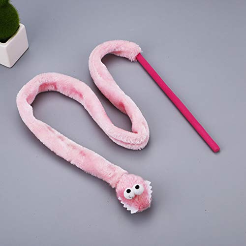 U/K Juguete para gatos de peluche suave con sonido de serpiente con menta, divertido gato, color rosa, duradero