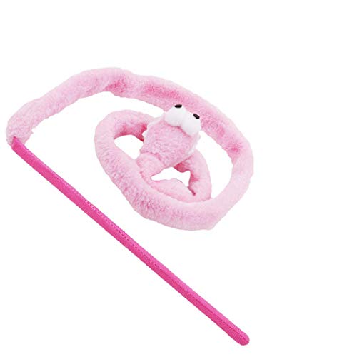 U/K Juguete para gatos de peluche suave con sonido de serpiente con menta, divertido gato, color rosa, duradero