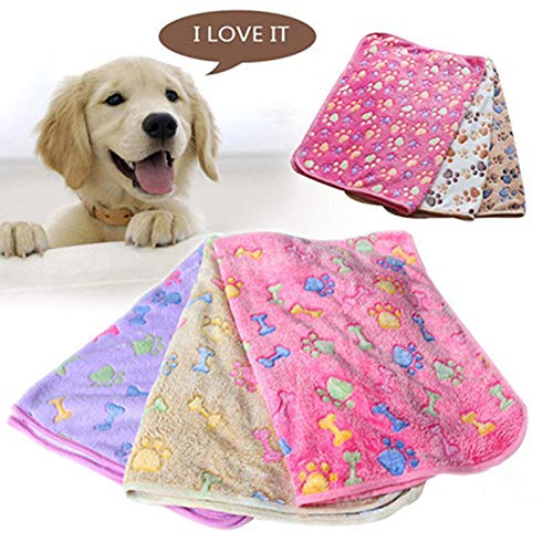 Ukallaite Alfombra Cálida para Mascotas, Gato, Perro, Cachorro, Pata, Hueso, Impreso, Suave, Manta De Lana, Cojín De Cama, Hogar Los 20 * 20cm Hueso Morado