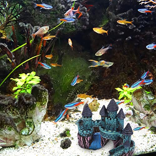 UKCOCO Decoración de Castillo de Acuario- Pecera de Acuario Decoración de Casa de Castillo Subacuático Adorno de Refugio para Peces Camarones para Mascotas Betta Pez Gato Cory