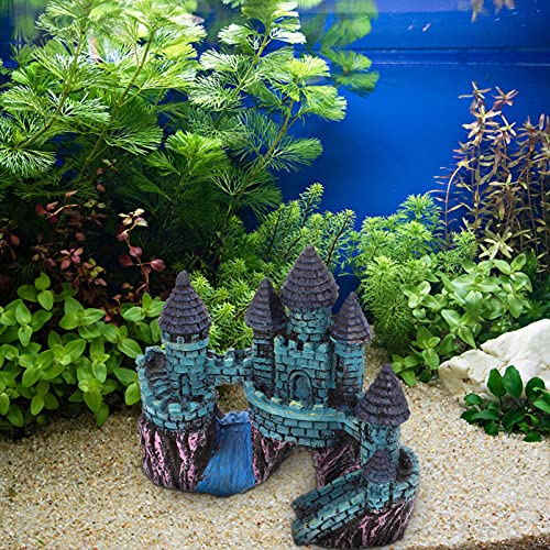 UKCOCO Decoración de Castillo de Acuario- Pecera de Acuario Decoración de Casa de Castillo Subacuático Adorno de Refugio para Peces Camarones para Mascotas Betta Pez Gato Cory