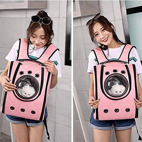 ULIN Transportín para Mascotas, Mochila para Gatos, cápsula Espacial Transpirable, transportador para Mascotas de Poliuretano con Burbujas, Adecuado para Perros y Gatos de 5 kg / 11 LB,Rosado