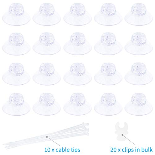 Uniclife Paquete de 20 Ventosas de Acuario con Clips Firmes y Lazos de Cierre Ajustables para Tanque de Peces Aerolíneas