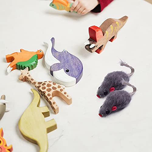 Uniqal Ratones de Piel de Conejo Real Juguetes para Gatos Juguetes para Mascotas Juguetes para NiñOs Paquete de 12