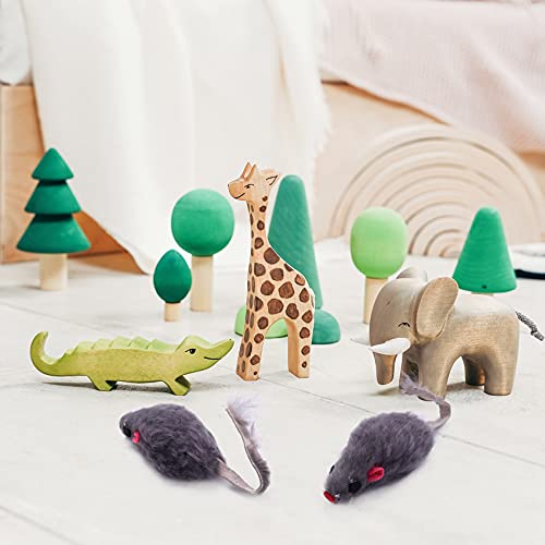 Uniqal Ratones de Piel de Conejo Real Juguetes para Gatos Juguetes para Mascotas Juguetes para NiñOs Paquete de 12
