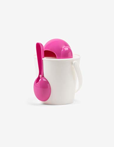 United Pets Crock - Contenedor de Comida para Perros, Fabricado en Italia, Pala dosificadora incluida, Color Blanco Y Rosa, Design: Stefano Giovannoni
