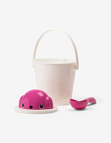 United Pets Crock - Contenedor de Comida para Perros, Fabricado en Italia, Pala dosificadora incluida, Color Blanco Y Rosa, Design: Stefano Giovannoni
