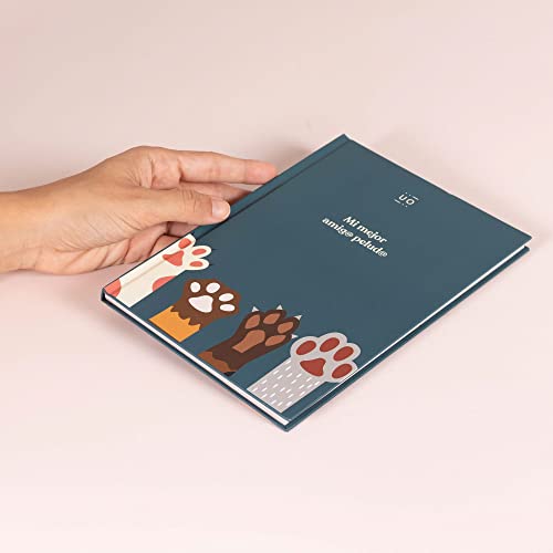 UO Álbum de mascotas. Álbum fotos para mascotas. Regalo para mascotas. Álbum con mensaje. “Mi mejor amig@ pelud@”. Tapa dura. Papel ilustrado 140gr, 64 páginas, 14,8x21 cm, Verde (21OTLMS)