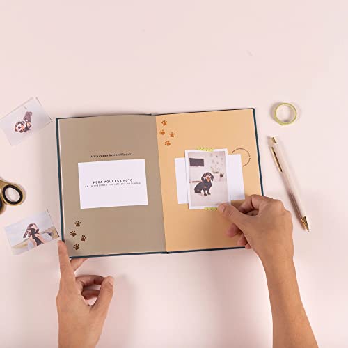 UO Álbum de mascotas. Álbum fotos para mascotas. Regalo para mascotas. Álbum con mensaje. “Mi mejor amig@ pelud@”. Tapa dura. Papel ilustrado 140gr, 64 páginas, 14,8x21 cm, Verde (21OTLMS)