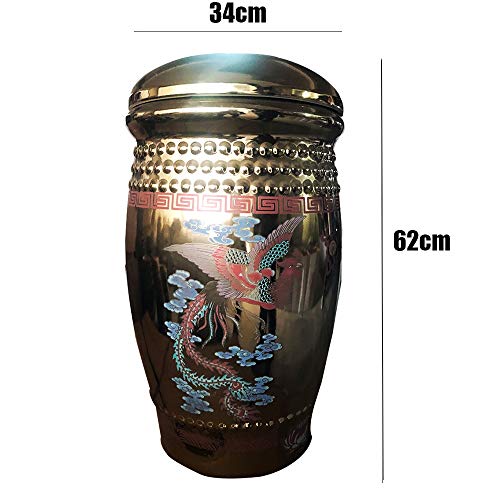 Urna de cremación,Funeral Gran Recipiente de Ceniza de cerámica Hueso Doble Botella Dorada Dragón y fénix Humero Jintan Ataúd Grande Cremation Jewelry Collar con Colga