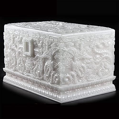 Urna para cenizas, urnas para mascotas Mini urnas para cenizas humanas, urnas de jade blanco de nueve dragones y fénix para entierro en tierra Urna de recuerdo funerario conmemorativo para adultos