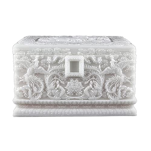Urna para cenizas, urnas para mascotas Mini urnas para cenizas humanas, urnas de jade blanco de nueve dragones y fénix para entierro en tierra Urna de recuerdo funerario conmemorativo para adultos