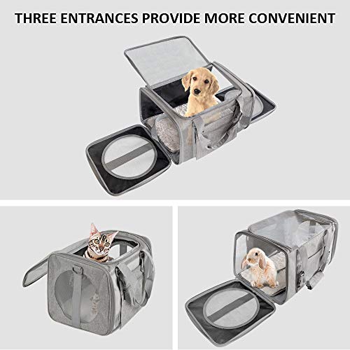 Vailge Transportador de perros para gatos, aprobado por aerolíneas, para gatos pequeños, medianos, conejitos de 15 libras, transportador de cachorros plegable de lado suave para perros pequeños