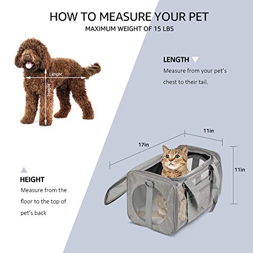 Vailge Transportador de perros para gatos, aprobado por aerolíneas, para gatos pequeños, medianos, conejitos de 15 libras, transportador de cachorros plegable de lado suave para perros pequeños