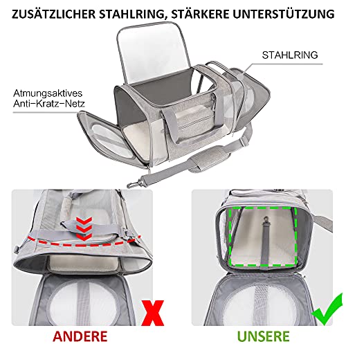 Vailge Transportbox Gato Transportbox Perro Faltbare Katzentransportbox, Transporttasche para Animales domésticos en el avión Transportbox para Mascotas Gato Medio pequeños Perros 15lbs