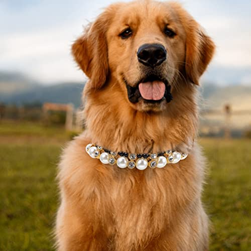 VALICLUD Pearls Perro Collar Collar Joyería para Perros Pequeños Puppy- Bling Rhinestones Cuello de Boda para Mascotas- Linda Taza de Té Chihuahua Yorkie Girl Ropa Trajes de Vestir