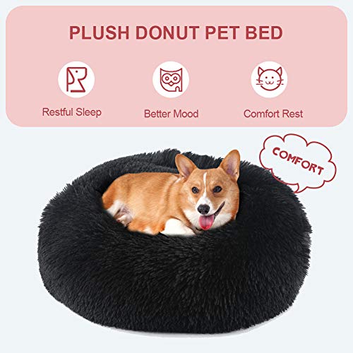 Vanansa Cama grande para perro, lavable para gatos medianos y grandes, cómodas camas para perros y perros, 4 tamaños para dormir cálido y dulce, color negro 70 cm