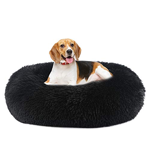 Vanansa Cama grande para perro, lavable para gatos medianos y grandes, cómodas camas para perros y perros, 4 tamaños para dormir cálido y dulce, color negro 70 cm