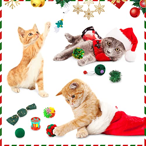 Vanplay Navidad Juguetes para Gatos, 11 Piezas Juegos para Gatos Interactivo Accesorios con Tunel Pelotas Campanas, Regalos para Gatos