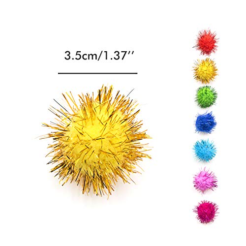 VAPKER 30 pompones con purpurina de 3,8 cm de colores surtidos