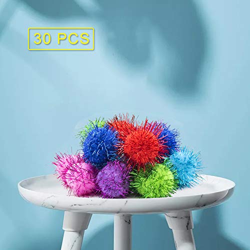 VAPKER 30 pompones con purpurina de 3,8 cm de colores surtidos