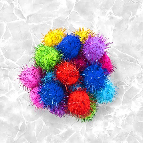 VAPKER 30 pompones con purpurina de 3,8 cm de colores surtidos