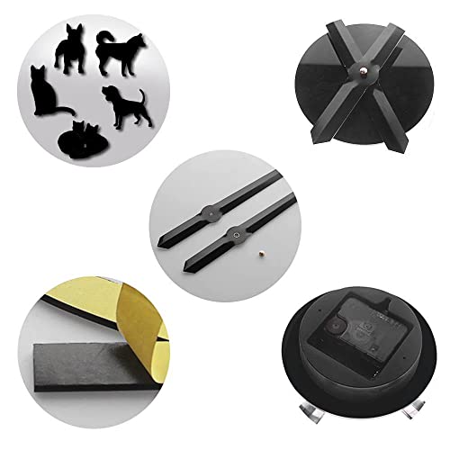 Varios Gatos y Perros Acrílico Relojes de Pared Simples de Bricolaje Animales Perros Gatos Mascotas Compañeros Tienda de Mascotas Decoración Arte de la Pared Reloj Show-Black_27_Inch
