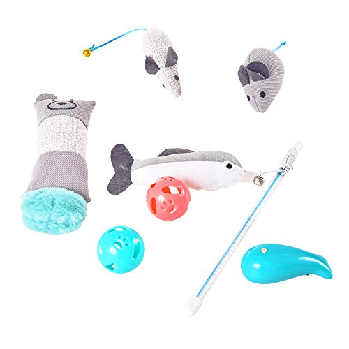 Vealind Juguete Interactivo para Gatos, colección de Juguetes para Gatos, en Hermosa Caja de Regalo (Gris)