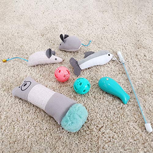 Vealind Juguete Interactivo para Gatos, colección de Juguetes para Gatos, en Hermosa Caja de Regalo (Gris)