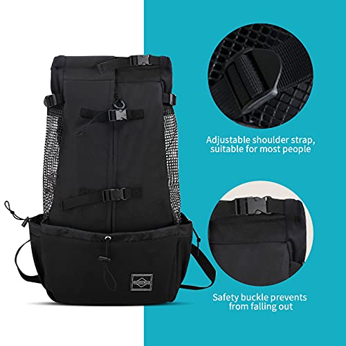 Vejaoo Mochila Transportadora para Mascotas Mochila al Aire Libre de Bicicleta Lavable Ventilada y Transpirable para Perro Gato Cachorro XZ035 (L, Black)