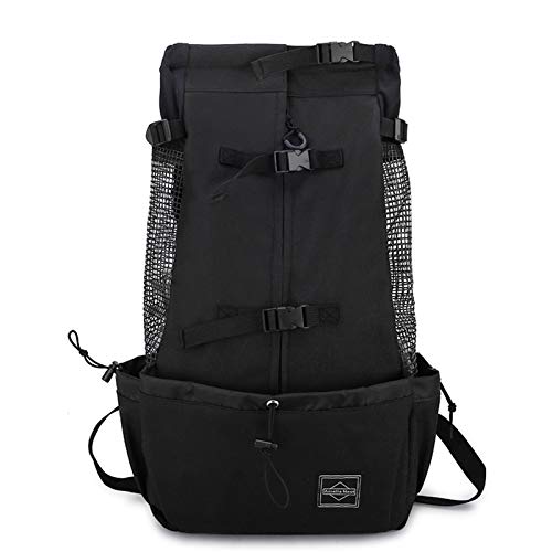 Vejaoo Mochila Transportadora para Mascotas Mochila al Aire Libre de Bicicleta Lavable Ventilada y Transpirable para Perro Gato Cachorro XZ035 (L, Black)