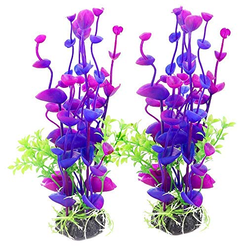 Vektenxi - Planta de agua trenzada artificial, para acuario, color lila