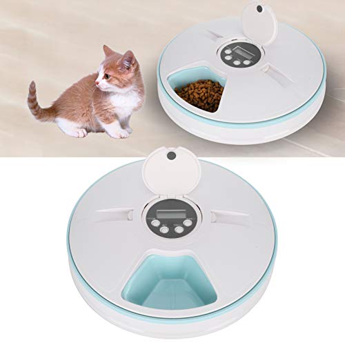 Venta Loca Alimentador automático para Mascotas eléctrico Verde de 6 Rejillas, alimentador automático con Temporizador Digital para Mascotas, 6 Rejillas para dispensador de Alimentos(Green)