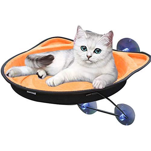 Ventana del Gato Montado En La Cama del Gato del Gato Hamaca Perca Cama con Ventosa De Ahorro De Espacio para Colgar El Nido del Asiento De Descanso Tiene Capacidad para hasta 33 Libras,Naranja,L