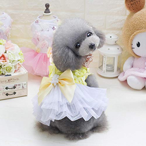 Vestido De Perrito De Mascota De Mariposa para Teddy Yorkie Ropa para Perros Verano Primavera Ropa para Mascotas Encantadora-Yellow_L