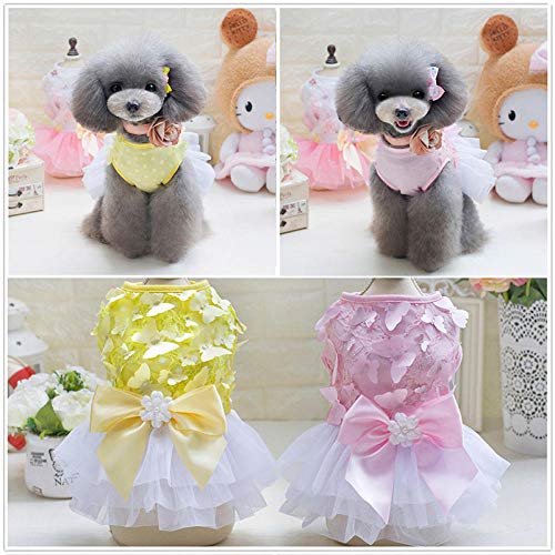 Vestido De Perrito De Mascota De Mariposa para Teddy Yorkie Ropa para Perros Verano Primavera Ropa para Mascotas Encantadora-Yellow_L