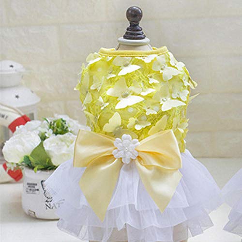 Vestido De Perrito De Mascota De Mariposa para Teddy Yorkie Ropa para Perros Verano Primavera Ropa para Mascotas Encantadora-Yellow_L
