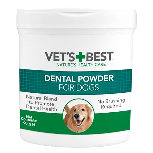 Vet's Best Polvo Dental Natural para Perros, Dientes limpios y aliento fresco, 90 g