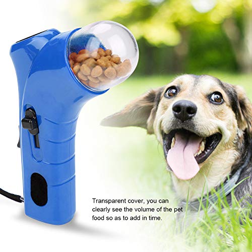 ViaGasaFamido Alimentador de Comida para Perros, Alimentador de Comida para Perros Dispensador de catapulta para golosinas Herramienta interactiva Lanzador de golosinas para Mascotas Expulsar(Blue)
