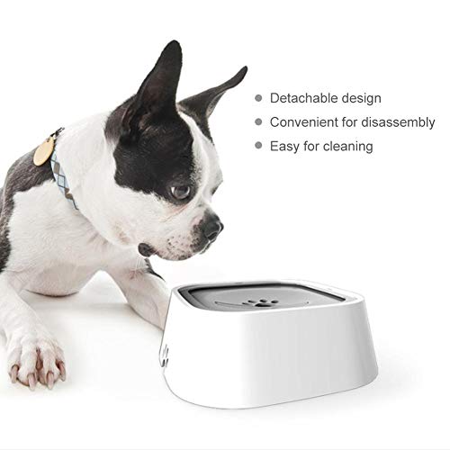 ViaGasaFamido Cuenco para Beber para Mascotas, Cuenco Flotante antisalpicaduras de Seguridad para Beber, Cuenco de Agua para Perros, Gatos, Cuenco de Agua Antideslizante para Mascotas(Gris)