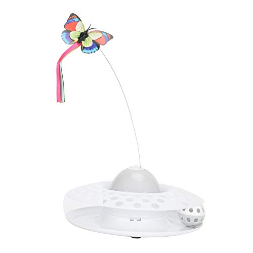 ViaGasaFamido Juguete Teaser para Gatos, 2 en 1, Mascota, Gato, eléctrico, Giratorio, Mariposa, Juguete Volador, aleteo, Forma Luminosa, Teaser, Juguete para perseguir, para Gatitos, Gatitos