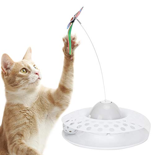 ViaGasaFamido Juguete Teaser para Gatos, 2 en 1, Mascota, Gato, eléctrico, Giratorio, Mariposa, Juguete Volador, aleteo, Forma Luminosa, Teaser, Juguete para perseguir, para Gatitos, Gatitos